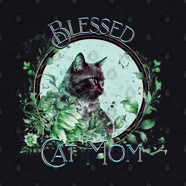 Mother's Day Blessed Cat Mom Mint Nip Green by mythikcreationz